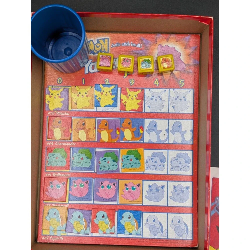 Pokemon Yahtzee Jr 1999 Milton Bradley Vintage Board Game Missing 1 Die